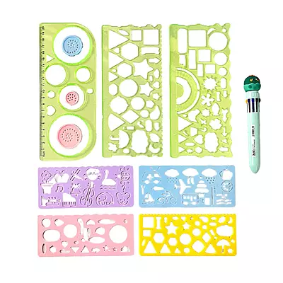 Kawaii Doodle Buddy Drawing Ruler Set of 7 + 1