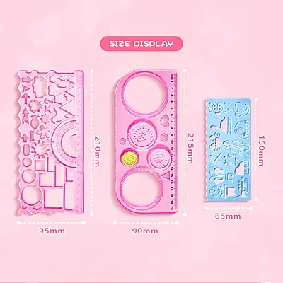 Kawaii Doodle Buddy Drawing Ruler Set of 7 + 1