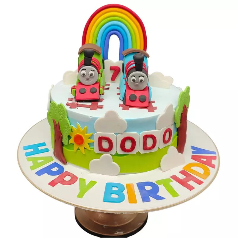 Double Train Theme Cake