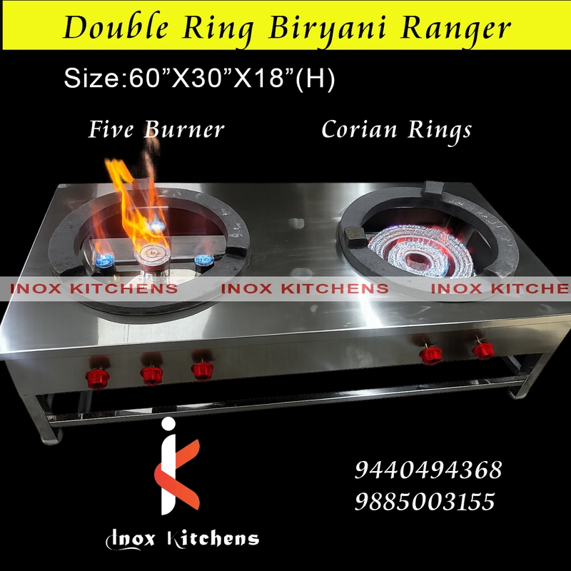 SS Biryani Double 5 Burner plus Corian Rings