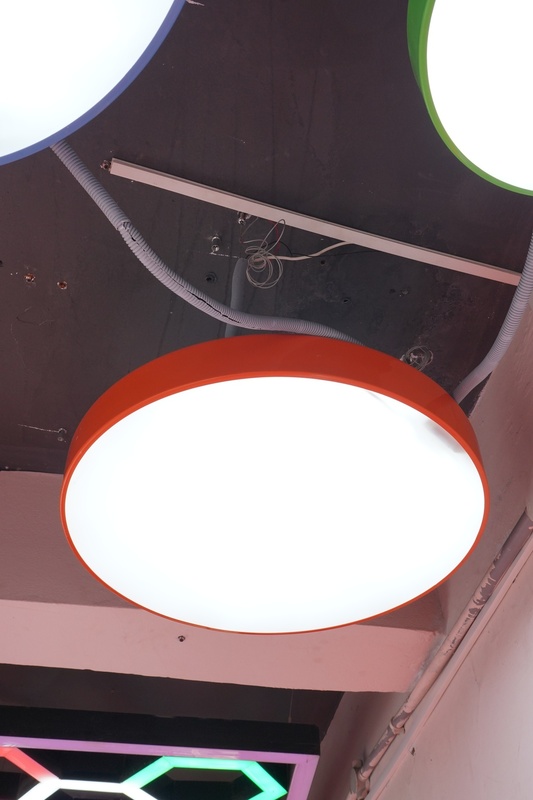 LED Hanging Light Drum 600mm Dia - 50W Orange Body (CW)