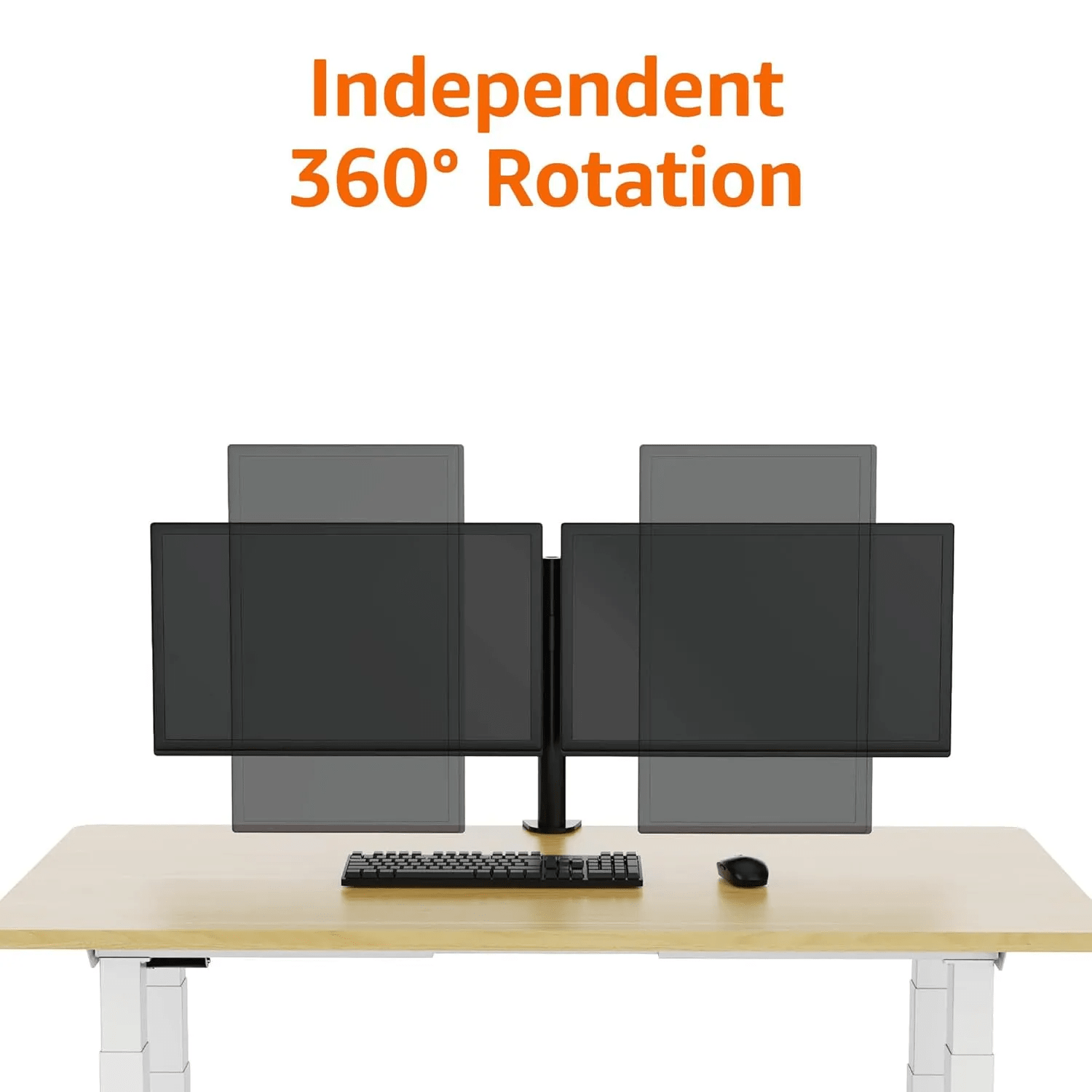 Dual Monitor LED Desk Stand Height-Adjustable Arm Mount with Horizontal Screw Clamp Heavy Duty Steel Construction Full Motion Swivel & Tilt