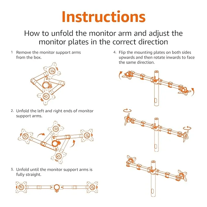 Dual Monitor LED Desk Stand Height-Adjustable Arm Mount with Horizontal Screw Clamp Heavy Duty Steel Construction Full Motion Swivel & Tilt