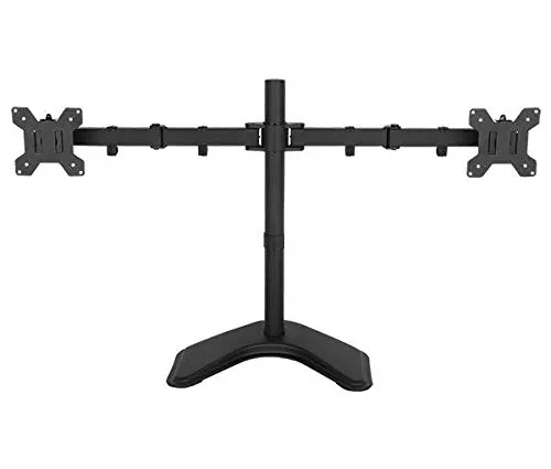 Dual Monitor LED Desk Stand Freestanding Horizontal Leg Mount for 2 Screens up to 27"(68.58cm) Heavy Duty Steel Base