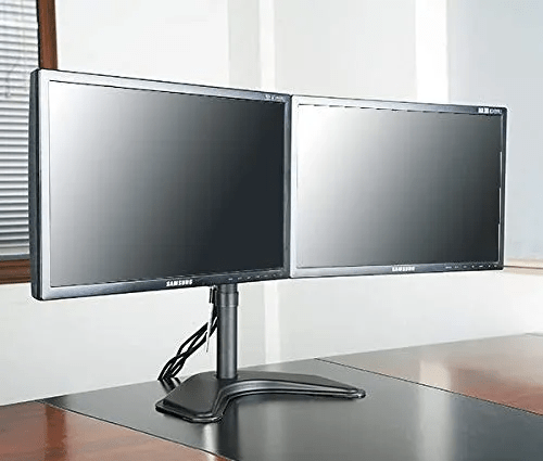 Dual Monitor LED Desk Stand Freestanding Horizontal Leg Mount for 2 Screens up to 27"(68.58cm) Heavy Duty Steel Base Dual Monitor LED Desk Stand Freestanding Horizontal Leg Mount for 2 Screens up to 27"(68.58cm) Heavy Duty Steel Base