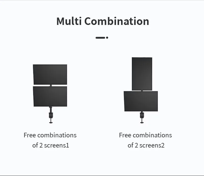 Dual Monitor Stand With 15-30" Screens (38.1cm-76.2cm) ,Height Adjustable LED Arm Mount ,Tabletop Screw Mount ,Rotate & Tilt Movement