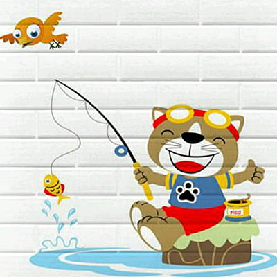 Brick Fish Wall Stickers Panel Self Adhesive