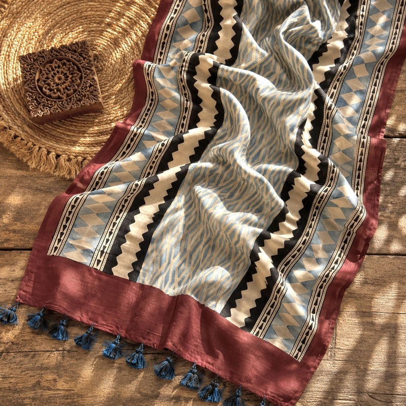 Cotton Ajrakh Print Stole #14