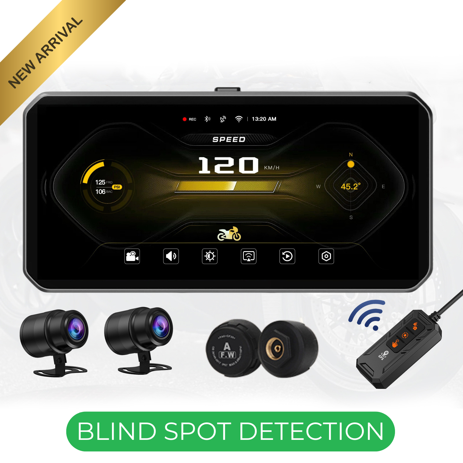 LBC Moto E3 Elite 6.25 inch Motorcycle Navigation with Carplay 2K HD Screen with DVR, TPMS & Blind Spot Detection LBC Moto E3 Elite 6.25 inch Motorcycle Navigation with Carplay 2K HD Screen with DVR, TPMS & Blind Spot Detection