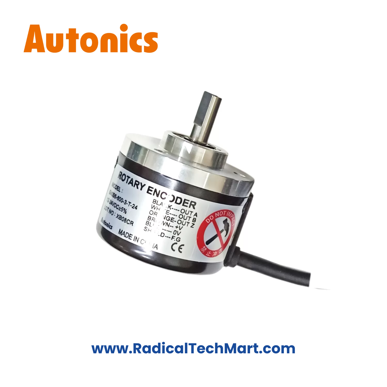 Autonics E40S6-600-3-T-24 Rotary Encoder – Front and Shaft View