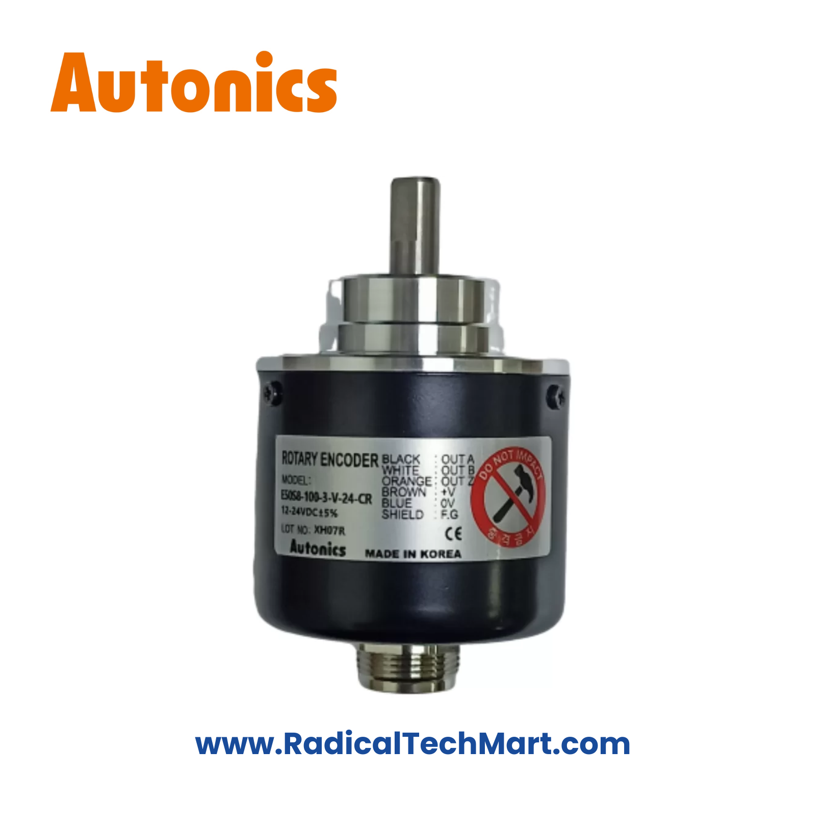 Autonics E50S8-100-3-V-24-CR 50mm Shaft Type Incremental Rotary Encoder with 100PPR