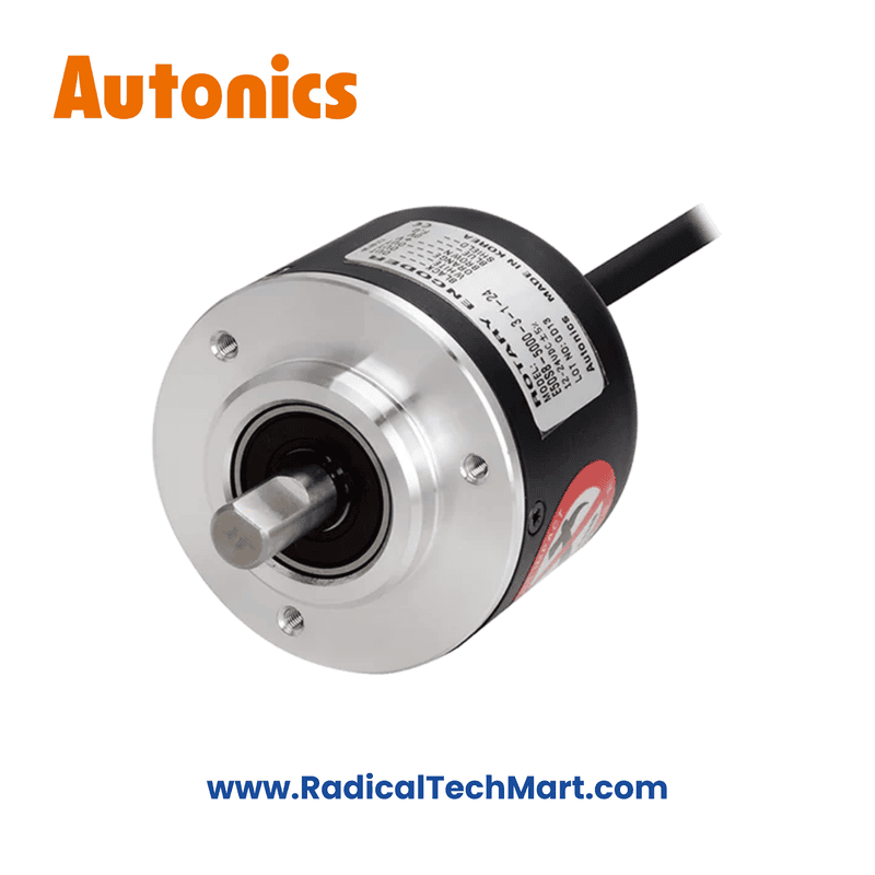 Autonics E50S8-8000-3-T-24 Incremental Rotary Encoder – Front and Cable View