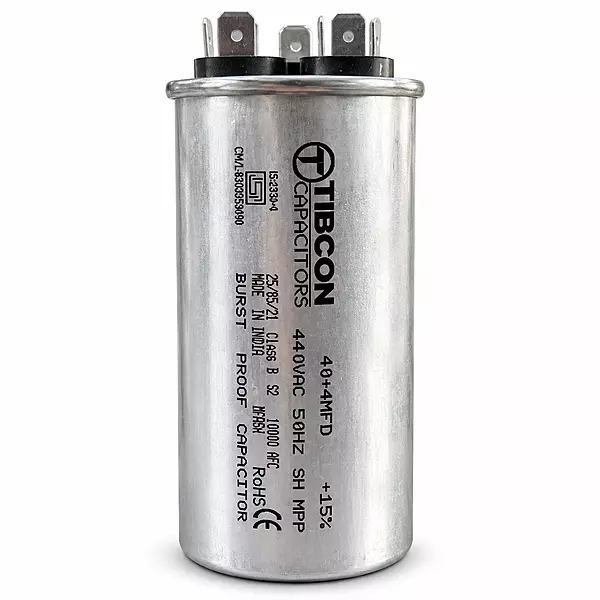 Tibcon 40+4 MFD Dual Air Conditioner Capacitor | 440V | Aluminium | Burst Proof