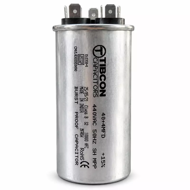 Tibcon 40+4 MFD Dual Air Conditioner Capacitor | 440V | Aluminium | Burst Proof