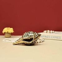 Brass Shankh - 4.5 inch Height | Authentic Brass Shankh for Ritualistic Purposes