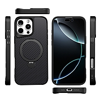 Covro Carbon Fibre Pattern Phone Case for iPhone 15 Plus MagSafe Compatible