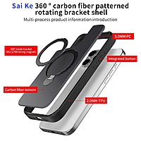 Covro Carbon Fibre Pattern Phone Case for iPhone 15 Plus MagSafe Compatible