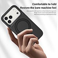 For iPhone 17 Pro Max Carbon Fiber Texture 360 MagSafe Holder Premium Phone Case