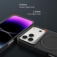 For iPhone 17 Pro Max Carbon Fiber Texture 360 MagSafe Holder Premium Phone Case
