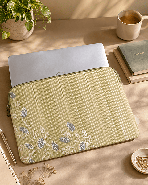 LEAF GREEN STRIPE LAPTOP SLEEVE