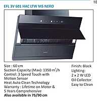 Kitchen Hood Elica 60 FL HAC Touch MS BK LTW EFL 3V 0601 1350 Kitchen Hood Elica 60 FL HAC Touch MS BK LTW EFL 3V 0601 1350