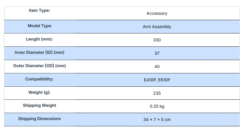 EFT Non Folding Arm For E610P