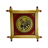 Handpainted Patachitra Tribal paint of King Riding an Elephant || Palm Leaf Painting Framed with Cane Stick || home decor || gift