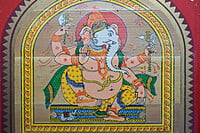 Patachitra Tribal paint of Lord Ganesh on Palm leaves, framed with can sticks || for home office || gift || beautiful and elegant