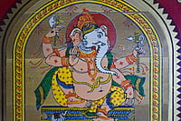 Patachitra Tribal paint of Lord Ganesh on Palm leaves, framed with can sticks || for home office || gift || beautiful and elegant