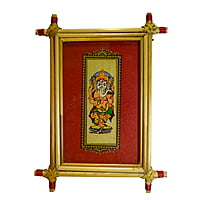 Handpainted Patachitra Tribal paint of Lord Ganesh || Palm Leaf Painting Framed with Cane Stick || home decor || gift