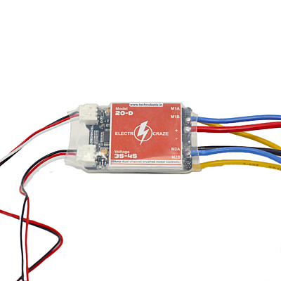 ELECTROCRAZE 20D-BD DUAL CHANNEL 20AMP BRUSHED MOTOR CONTROLLER ELECTROCRAZE 20D-BD DUAL CHANNEL 20AMP BRUSHED MOTOR CONTROLLER