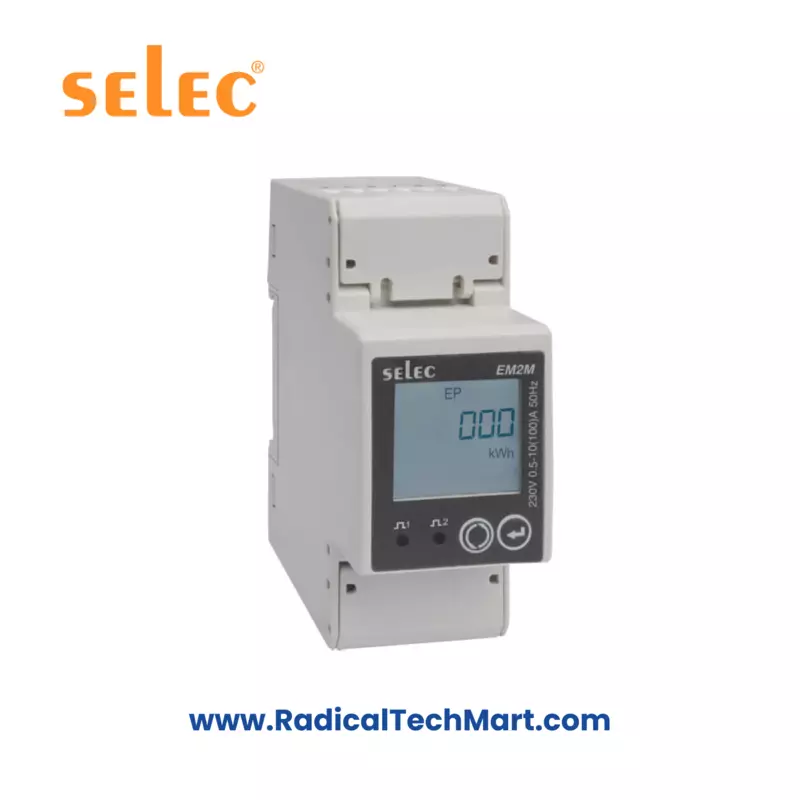 Selec EM2M Single Phase DIN Rail Energy Meter with RS485 and Pulse Output
