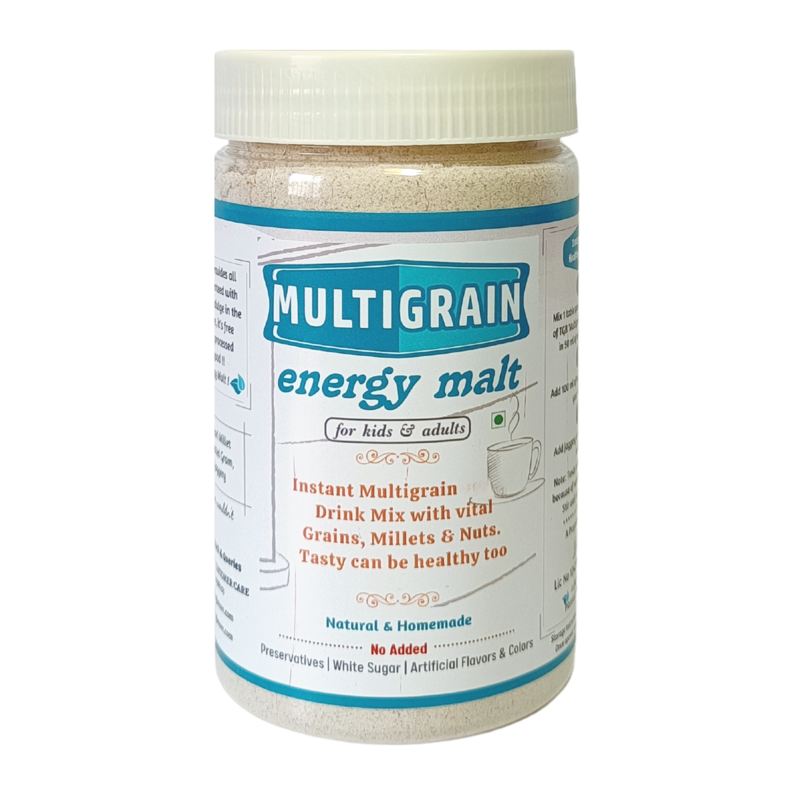 The Great Banyan Multigrain Energy Malt 300g | Instant Natural Milk Mix for Kids & Adults | Made with Millets, Nuts