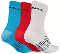 ENDURA COOLMAX RACE SOCKS-3 PACKS (WHITE/BLUE/RED)