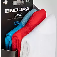 ENDURA COOLMAX RACE SOCKS-3 PACKS (WHITE/BLUE/RED)
