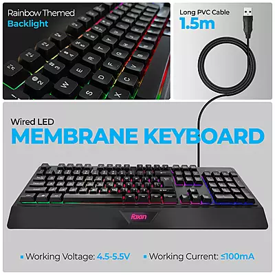 GAMING KEYBOARD & MOUSE COMBO FOXIN ENDEAVOUR FGK-9992