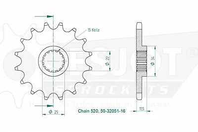 Esjot Sprocket Front (32051-16T) Esjot Sprocket Front (32051-16T)