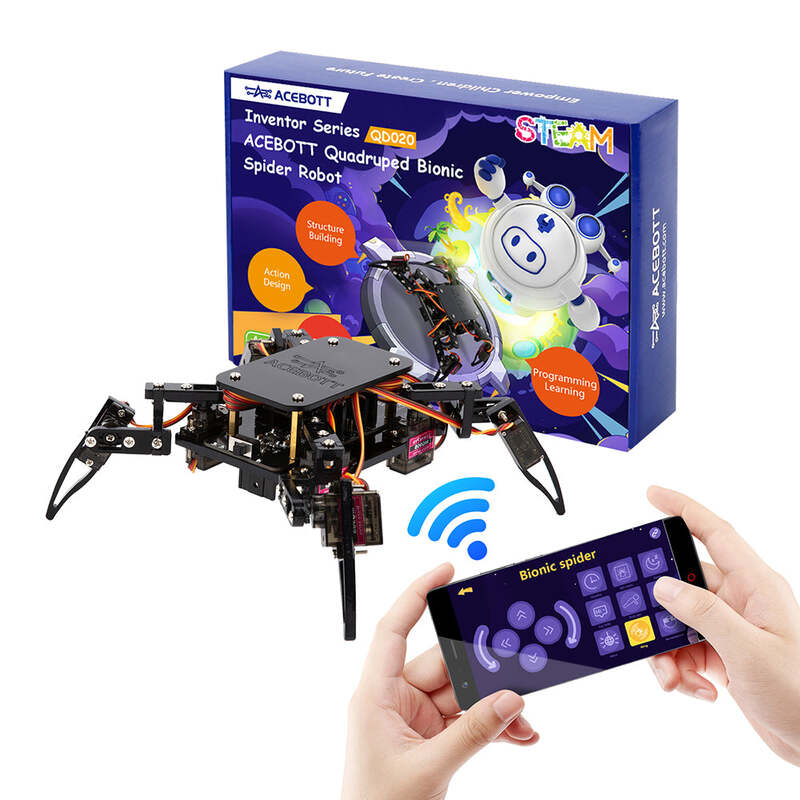 Quadruped Bionic Spider Robot kit with Arduino/ACECode(Scratch)