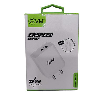 EVM Charger EVM-QC+PD P22 – Quick Charge & Power Delivery | Fast Charging | Compact Design