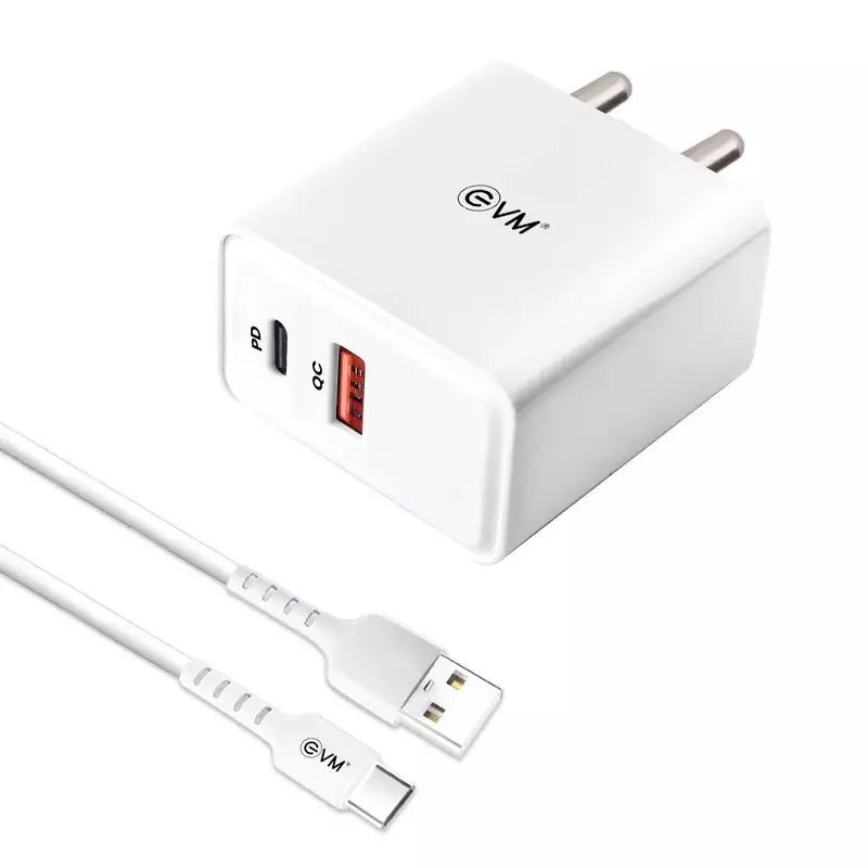 EVM P22 QC+PD Enspeed 22.5W Charger with cable - White