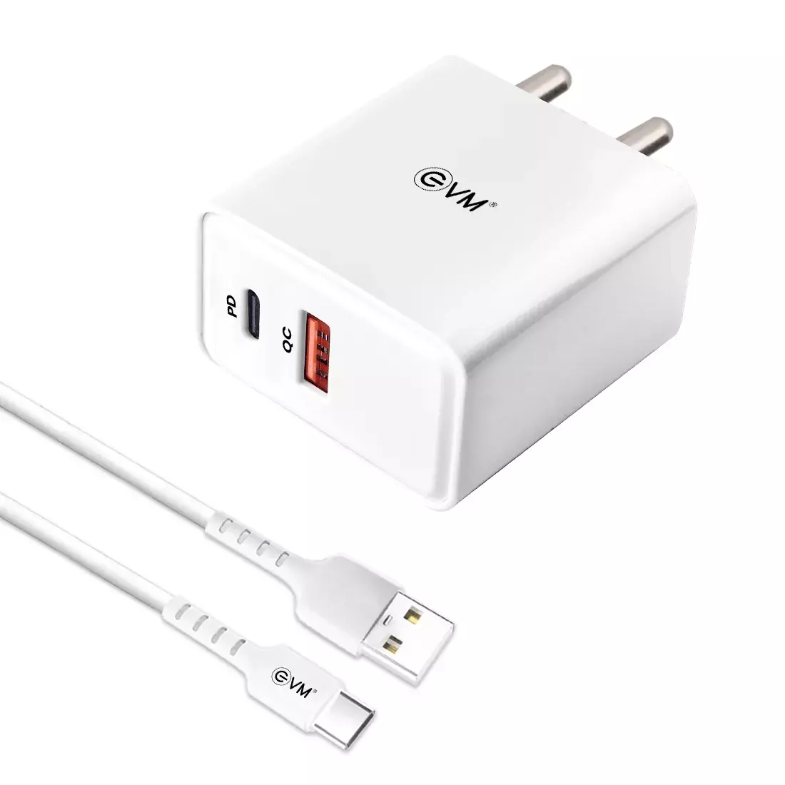 EVM P22 QC+PD Enspeed 22.5W Charger with cable - White