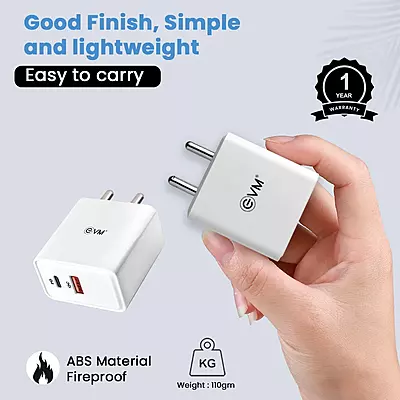 EVM P22 QC+PD Enspeed 22.5W Charger with cable - White