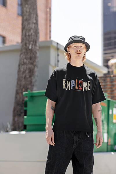 Explore black oversized t-shirt
