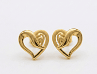 18 kt gold heart stud earrings