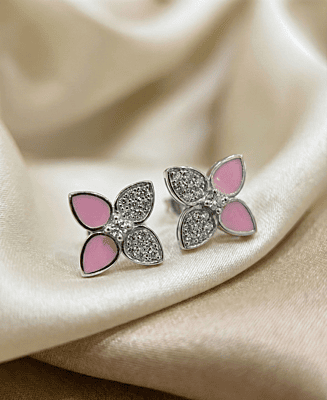 925 Silver Blush Blossom Stud Earrings