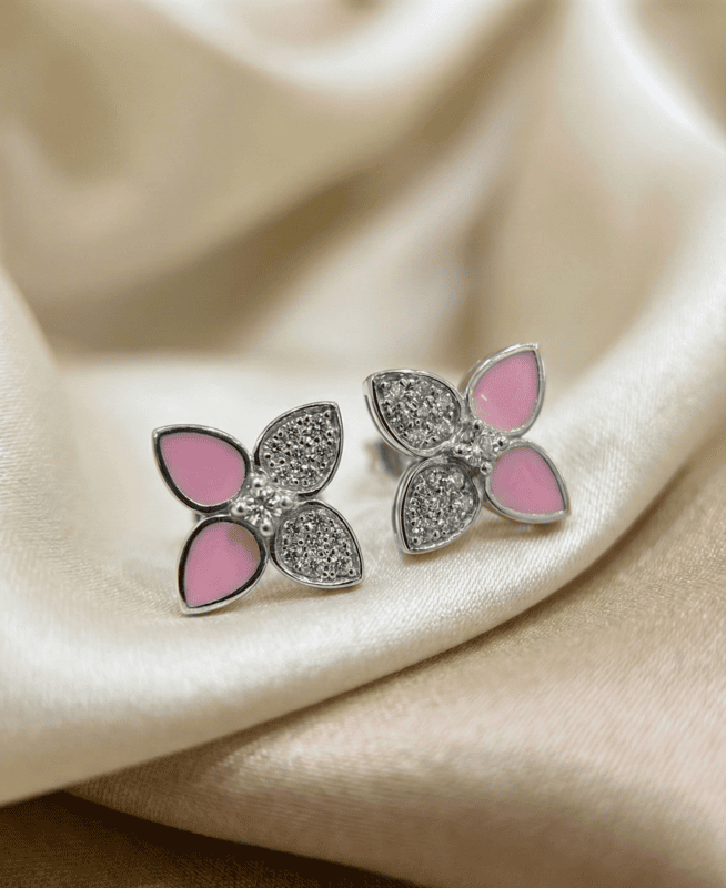 925 Silver Blush Blossom Stud Earrings