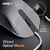 Frontech MS-0103 – Wired optical mouse with 1000 DPI, ergonomic design, and smooth tracking for precise and comfortable daily use.