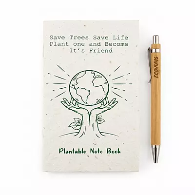 Plantable notepad and bamboo pen eco-friendly event kit