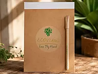 Eco-friendly conference kit featuring a notepad and plantable kraft seed pen Eco-friendly conference kit featuring a notepad and plantable kraft seed pen