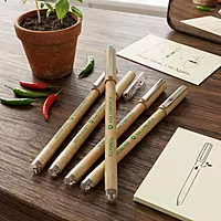 Recycled Kraft Paper Pens with Seed & Clip | Set of 5
